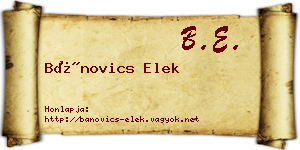 Bánovics Elek névjegykártya